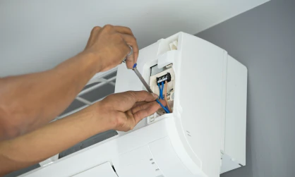 card 1 worker installing ac unit at newly built house lafayatte la